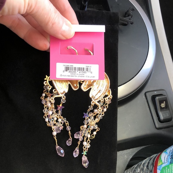 NWT Betsey Johnson Sparkly Rhinestone & Beaded Unicorn & Star Earrings 🦄 - Picture 4 of 12